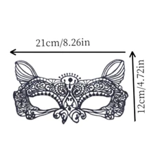 蕾丝化妆舞会面具，黑色蕾丝蝙蝠眼尖女士化妆舞会舞会性感女士半脸面具化装舞会威尼斯万圣节狂欢节角色扮演派对装饰化妆礼物 - 黑色 - 查看 2
