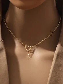 Tsnamer 1件装字母心形Y字套索项链，适合女性、青少年女孩，可个性化定制26个字母A-Z密镶立方氧化锆名字吊坠项链，日常佩戴饰品，生日礼物佳选。 - 項鍊 - 查看 21