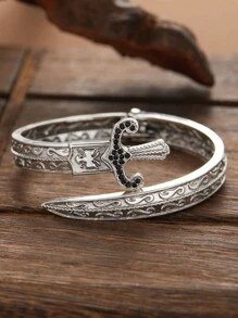 1pc Punk Gothic Geometric Opened Sword Cuff Bangle Bracelet Personality Couple Gift For Men Hiphop Jewelry