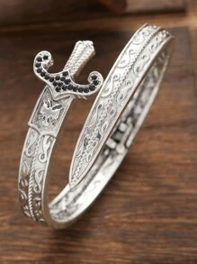1pc Punk Gothic Geometric Opened Sword Cuff Bangle Bracelet Personality Couple Gift For Men Hiphop Jewelry