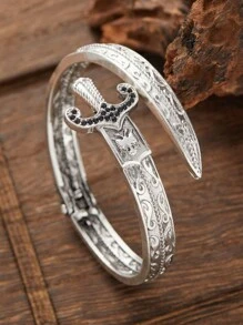 1pc Punk Gothic Geometric Opened Sword Cuff Bangle Bracelet Personality Couple Gift For Men Hiphop Jewelry