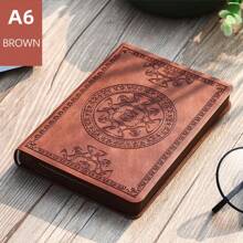 The 140-Page Retro Style Pu Leather Notebook Office Executive Ideal Stationery Gift For Writers And Journalists With Classic Patterned Elegant Diaries Back To School