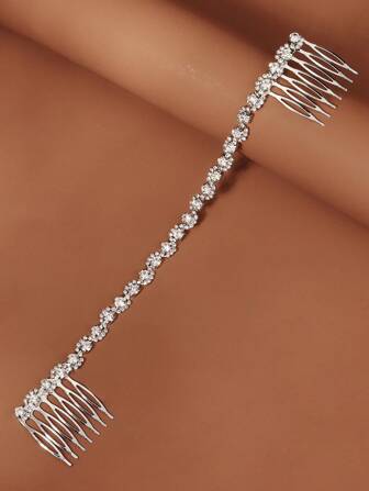 1pc Women's Rhinestone Chain Headband, Shiny Wedding Bridal Hair Accessory