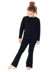 Calça Legging Infantil Juvenil Preta Modelo Flare Para Meninas Adolescentes