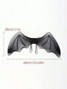 1 Chiếc Halloween Biểu Diễn Chống Đỡ COS Cánh Quỷ, Lưới Đen Cánh Dơi Có Dây Đeo Ba Lô, Trang Phục Lễ Hội Halloween - màu đen - Xem 3