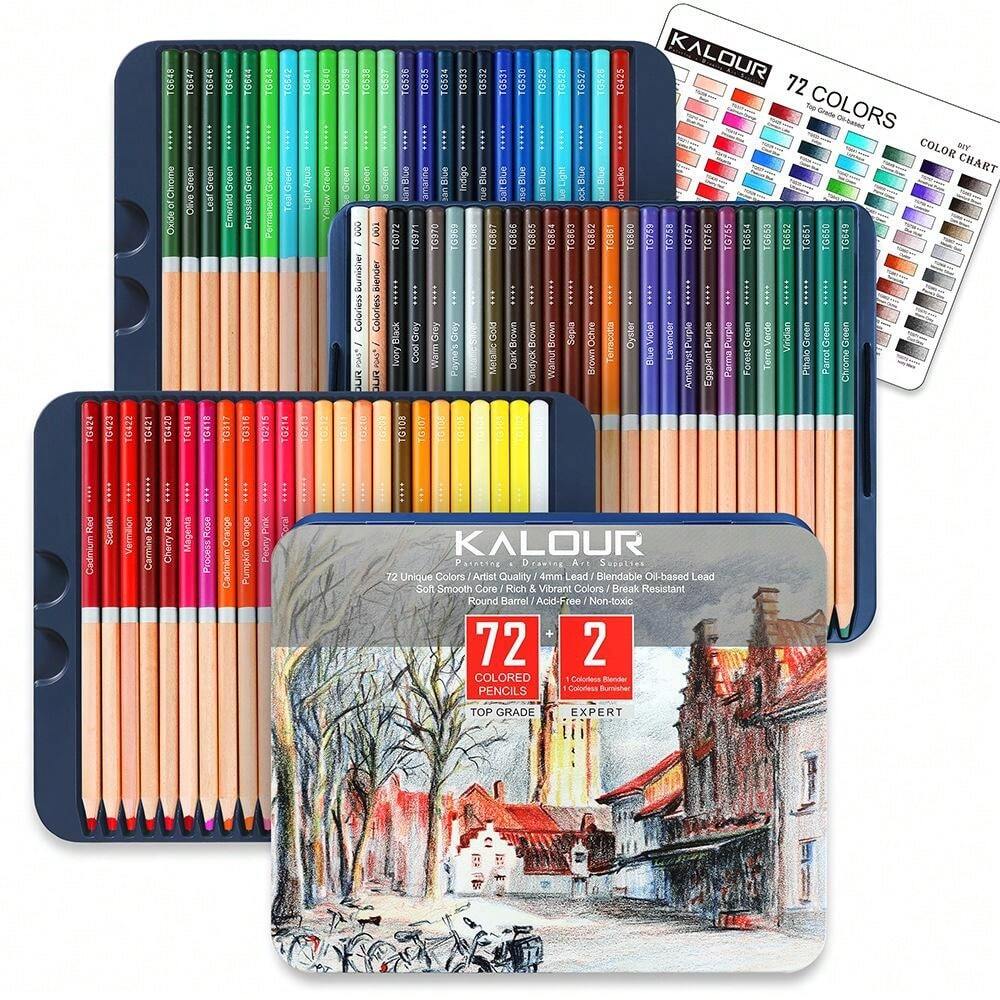 Lot De 240 Crayons De Couleur Professionnels - Noyau Souple - Étui Métal