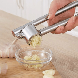 1 pieza Prensador de ajo de acero inoxidable, triturador de ajo extra largo, picador de ajo, machacador de ajo de aleación de zinc, herramienta de cocina para el hogar