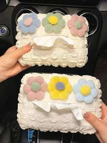 1pc Car Mounted Tissue Box Hanging Style Creative Cute Car Interior Seat Back Drawstring Box Women's Car Armrest Box Napkin Paper Bag - one-size - View 2