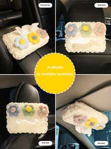 1pc Car Mounted Tissue Box Hanging Style Creative Cute Car Interior Seat Back Drawstring Box Women's Car Armrest Box Napkin Paper Bag - one-size - View 8