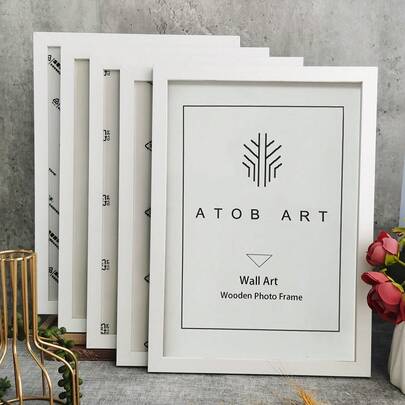 5Pcs/Set Wooden Photo Frames For Picture Wall 10X15 15X20 20X25 A4 Pictures Frame For Table Top Display And Wall Mounting Frames Photo Decor Commemorative Gift Gifts Birthday Graduation