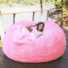 1 Máy Tính Di Động Có Thể Gập Lại Đa Chức Năng Túi Đậu Sang Trọng Đơn Giản Ghế Sofa Slouchy (Chỉ Có Nắp, Không Đổ Đầy), Phòng Khách, Nhiều Màu, Có Thể Giặt Được, Kích Thước Người Lớn - Hồng - Xem 4