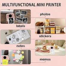 Máy in nhãn dán mini, Máy in nhiệt không mực thông minh bỏ túi di động với 13 cuộn giấy, Máy in mini để ghi chú, ảnh, nhãn dán, nhãn, biên lai - X5 Hồng kèm 13 Cuộn Giấy - Xem 6