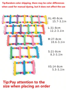1pc Random Color Handmade Dyed Bead Decor Ladder Design Parrot Toy, Suitable For Bird Climbing Swing Cage Accessories And Supplies
