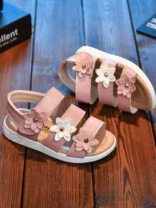 New Children's Sandals 2024 Summer New Girls Beach Sandals Flower Princess Shoes Roman Shoes - White - View 8