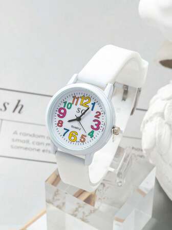 2pcs Creative Colorful Numeric Dial Fashion Quartz Watches, Suitable For Holiday And Birthday Gifts