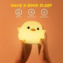 1pc Cute Bean Duck Night Light, DoDo Duck Silicone Nursery Night Light, Battery Table Lamp Bedside Lamp With Touch Sensor For Bedrooms, Living Room