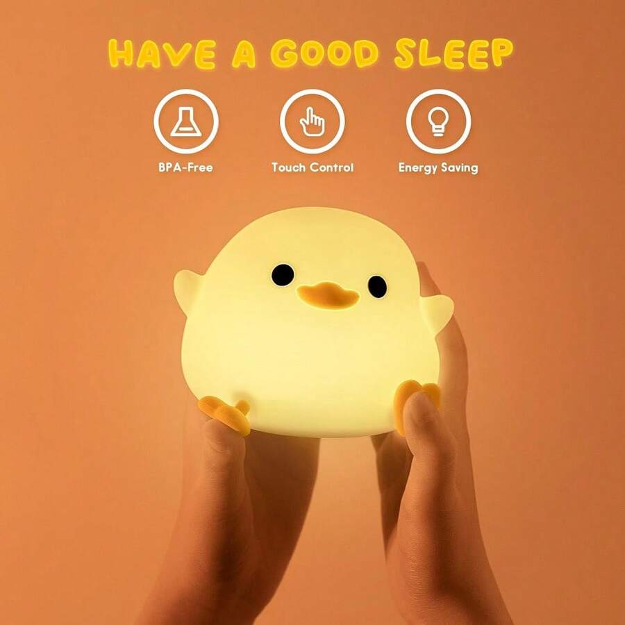 1pc Cute Bean Duck Night Light, DoDo Duck Silicone Nursery Night Light, Battery Table Lamp Bedside Lamp With Touch Sensor For Bedrooms, Living Room