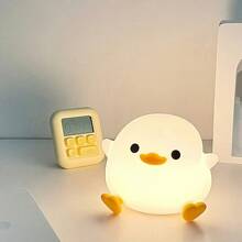 1pc Cute Bean Duck Night Light, DoDo Duck Silicone Nursery Night Light, Battery Table Lamp Bedside Lamp With Touch Sensor For Bedrooms, Living Room