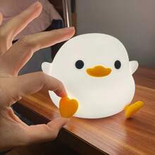 1pc Cute Bean Duck Night Light, DoDo Duck Silicone Nursery Night Light, Battery Table Lamp Bedside Lamp With Touch Sensor For Bedrooms, Living Room