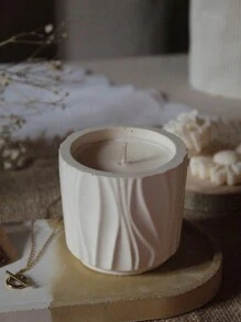 1 件针织纹理圆柱花盆硅胶模具，DIY 手工石膏、蜡烛、储物罐、树脂模具、创意笔筒 - 白色 - 查看 3