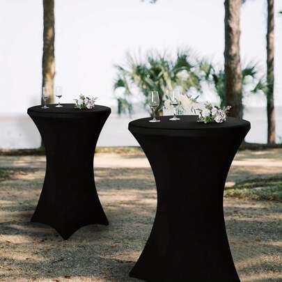 SUNFANS 1pc Round Table Cover, Polyester Fabric, Multiple Colors & Sizes Available, Washable & Elastic, Suitable For Bar, Wedding, Party, Banquet