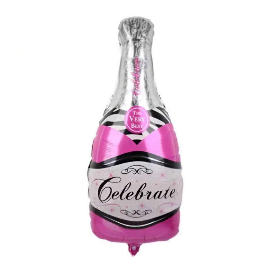 Metallic Balloons Bottle And Champagne Glass New Year Party - Rượu vang hồng - Xem 1