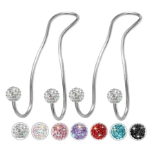 2pcs Stainless Steel Car Seat Back Hanging Hooks With Colored Rhinestone Decorative Organizer Racks