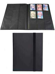 1pc 9-Grid Photo Album Card Holder, Large Capacity 360 Card Slots, Suitable For Mini Photos, Game Cards, Celebrity Cards Collection,School Supplies,Back To School - Black - View 8