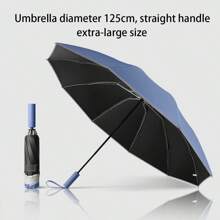 超大全自动折叠雨伞，适用于汽车、旅行和家庭，高品质，防风，适合休闲和商务，黑色涂层，适合 1-3 人，超大遮篷适合大雨天气 - 藏蓝色 - 查看 13
