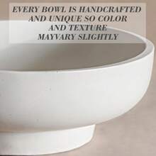 hanyial Concrete Fruit Bowl For Kitchen Counter - Large Decorative Bowl For Home Decor - Modern Pedestal Bowl - Key Bowl For Entry Table - Footed Bowl - Entryway Bowl For Keys - Beige - View 3