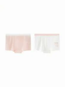 mini bala New Autumn Style Young Girls Soft Underwear Baby Briefs 2 Packs - Pink - View 2