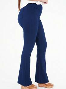 Flare Beehive High Waist Bell Bottom Pants For All Occasions - 藏蓝色 - 查看 2