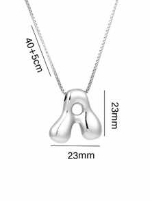 MECYLIFE 1 件女士不对称粗 3D 字母吊坠项链配不锈钢蛇链 - 銀色光面字母+盒仔鏈 - 查看 2