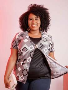 Kit 2 Shirts 2 In 1 Plus Size Women's Blouse Assorted Prints - 彩色 - 查看 1