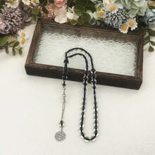 1pc Transparent Edged Acrylic Prayer Beads Bracelet, 45pcs, 10cm