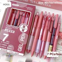 7pcs Gel Ink Rollerball Pens Set - Medium Point 0.5mm, Quick Drying, Lightweight Glass Material - Smooth Writing For Office And School Use.Halloween And Christmas Kawaii Holiday Gifts(Blueberry Jam+Dolphin Ruler 4 Pieces Set)