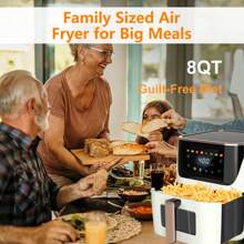 8.5 QT Air Fryer, 8-In-1 Air Fryer Oven With Digital Touch Screen, Visual Window, 1750W, Dishwasher-Safe & Nonstick, Fit For 1-3 People
