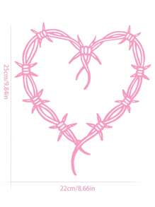 荊棘心型貼花，女性最愛的汽車貼花，適用於汽車、筆記本、水壺、鏡子貼花 - 粉紅色 - 查看 3