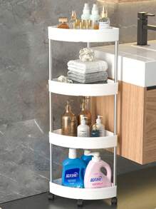 1 pieza Estantería de almacenamiento de pie para baño, estantería de almacenamiento móvil triangular de varias capas para baño y cocina - Blanco - Ver 2