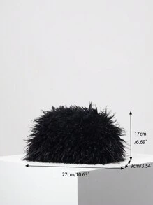 Dopamine Style Hair Claw Clip Purse, Y2K Furry Handbag, Candy-Colored Women Handbag, Charming & Cute Girl Wallet, Party Bag Perfect For Party Wedding Prom Dinner/Banquet Matching With Holiday Party Dress Evening Dress & Sequin Dress, Elegant Clutch Bag For Women , Wedding , Sequin - Black - View 8