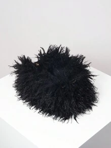 Dopamine Style Hair Claw Clip Purse, Y2K Furry Handbag, Candy-Colored Women Handbag, Charming & Cute Girl Wallet, Party Bag Perfect For Party Wedding Prom Dinner/Banquet Matching With Holiday Party Dress Evening Dress & Sequin Dress, Elegant Clutch Bag For Women , Wedding , Sequin - Black - View 6