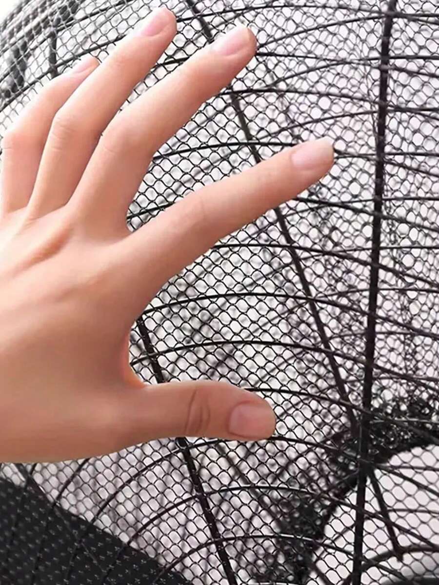 1pc Black Washable Fan Dust Cover - Home And Office Safety Dust Guard, Child Finger Protection Full Enclose Fan Cover - Black - View 1