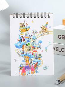 1 件 A6 卡通厚素描本，高品质小螺旋笔记本，30-40 页，适合学生绘画和涂鸦 - 彩色 - 查看 13