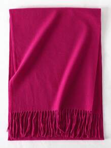 1 chiếc khăn choàng nữ màu vàng trơn, chất liệu giả cashmere, có tua rua, kích thước 30*180cm, mềm mại, thích hợp cho mùa xuân, hè, thu và đông. - Màu Hồng Tươi - Xem 3