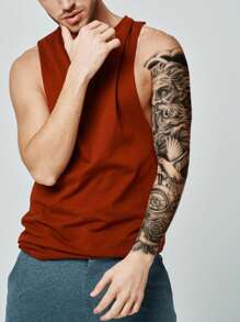 全臂长男女通用雕像、鸽子、时钟和花朵图案临时纹身贴纸，1 张 - 黑色 - 查看 2