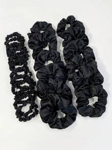 24件/套 黑色、灰色和深色调大号和小号发圈，柔软舒适的普通款弹力发圈，多功能成人发圈，休闲百搭，可作马尾辫发饰。