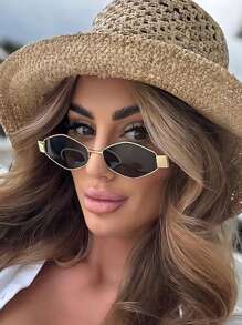 1 对新款女士金属不对称镜框配金属镜腿时尚眼镜，复古风格日常佩戴时尚眼镜女士太阳镜海滩配饰复古 Y2k - 彩色 - 查看 8