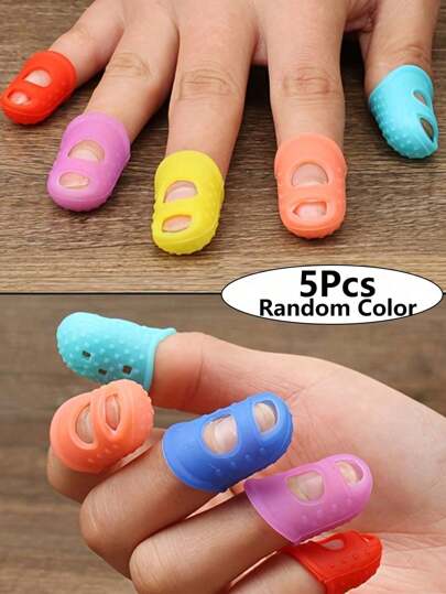 3/5pcs/Set Silicone Finger Protector Finger Sleeve, Finger Protectors, Finger Protectors For Hot Glue, Silicone Thimble, Hot Glue Finger Protectors, Breathable Finger Protectors, Fingertip Covers, Same Size Finger Tip Protectors, Protective Finger Sleeves For DIY Crafts & Sewing!