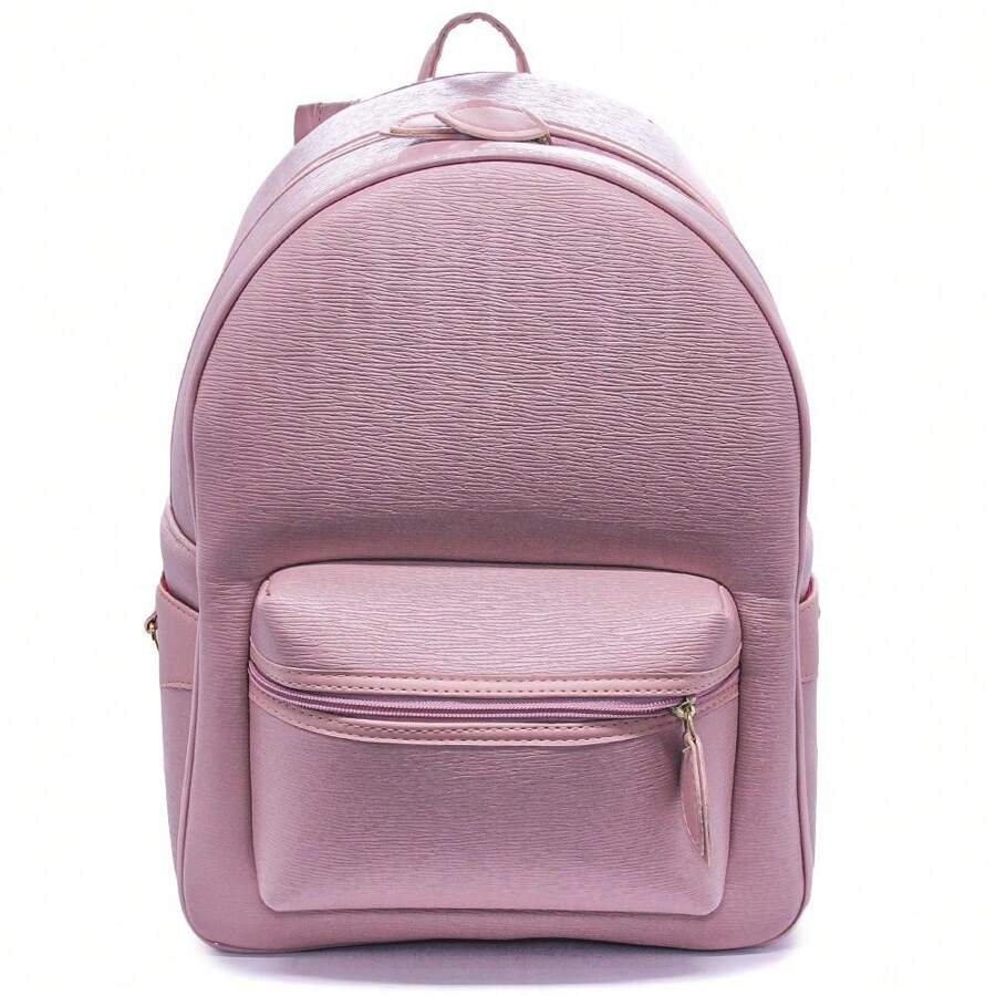 Women's Smooth Leather Backpack - 粉色 - 查看 1