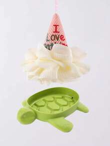 2pcs Set Bath Sponge Loofahs And Soap Holder Rack, Bathing Accessories - Multicolor - View 3